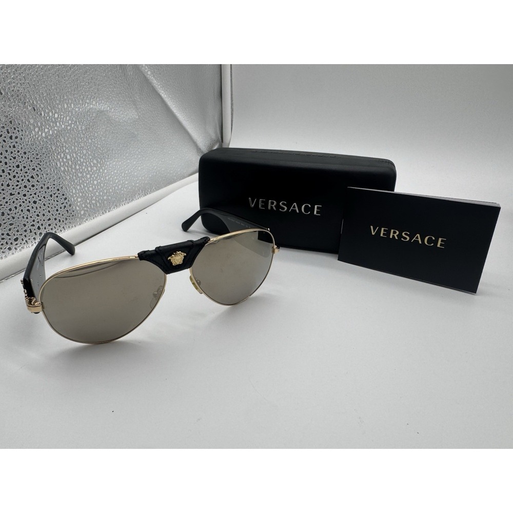 Versace VE2150Q Gold/Light Brown Mirror/Dark Gold Sunglasses‎